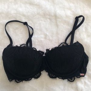 PINK VS black lace push up bra